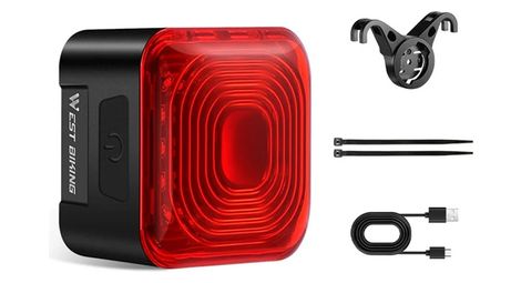 Feu arrière intelligent de vélo, détection de frein, affichage de batterie