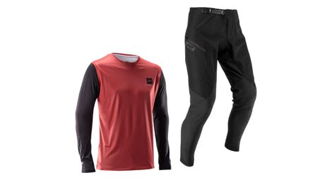 Kit Maillot Manches Longues et Pantalon Leatt Gravity 1.0 Rouge Enfant