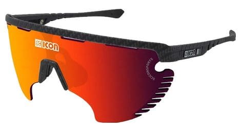 Lunettes scicon aerowing lamon carbone noir multimirror rouge