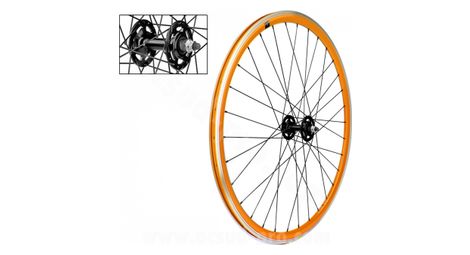 Roue avant velox 700c fixie orange alu 30mm