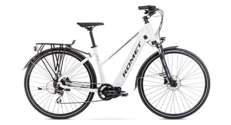 Vélo trekking electrique 28  femme - romet - ert 201 - blanc