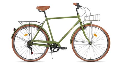 FabricBike — Fabricbike southken - velo de ville 28'' classique panier selle confort 7 vitesses olive plus