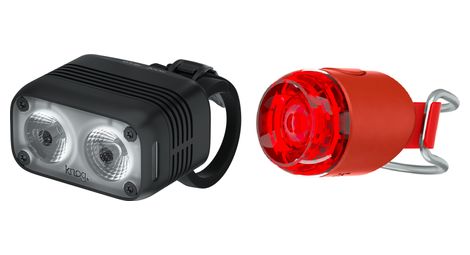 Paire d'eclairages knog blinder road 400 noir + plug rear rouge