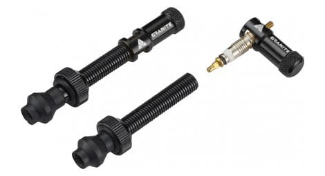 Pair of granite design juicy nipple tubeless valves 80 mm with black shell removal plugs
