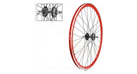 Roue arriere velox 700c fixie rouge alu moyeu flip flop