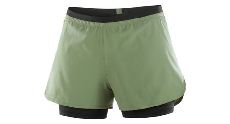 Pantaloncini salomon cross green da donna 2 in 1 m