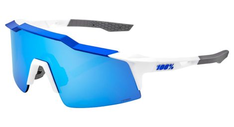 Lunettes 100% Speedcraft SL Blanc Bleu - Verres HiPer Miroir Bleu