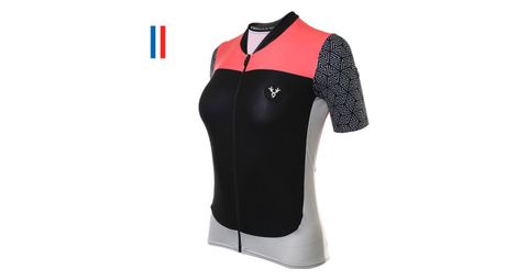 Lebram aspin women's short sleeve jersey black / pink adjusted fit