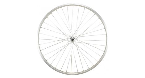 Roue vtc 28  av blocage jante argent mach1 m110. moyeu shimano tx500 v-brake 36t