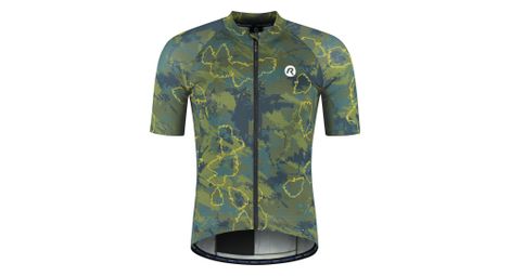 Maillot manches courtes vélo rogelli essential graphic ii vert/bleu/moutarde homme