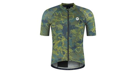 Maillot Manches Courtes Vélo Rogelli Essential Graphic II Vert/Bleu/Moutarde Homme