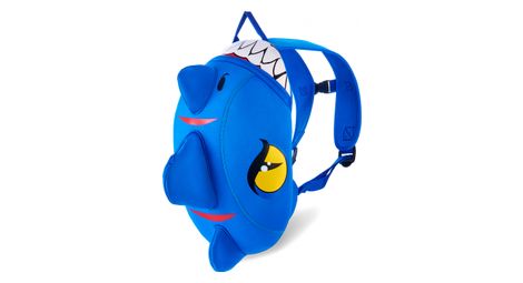 Sac à dos dragon bleu pour la maternelle ou l'école pour enfants de 2 à 6 ans. crazy safety design en néoprène, porte-nom et bretelles réglables.