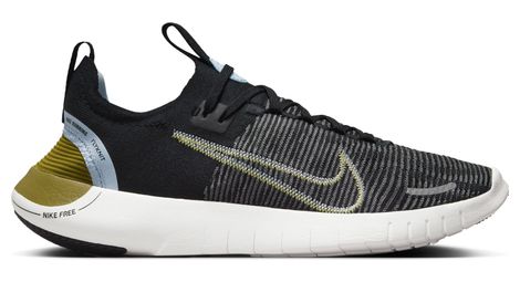 Nike free run fkyknit next nature black khaki blue women's running shoes