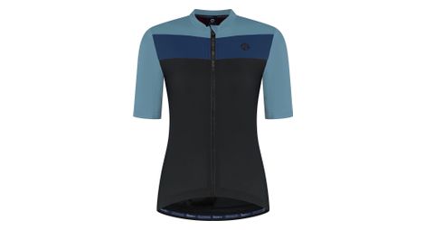 Maillot manches courtes vélo rogelli core block noir/bleu femme