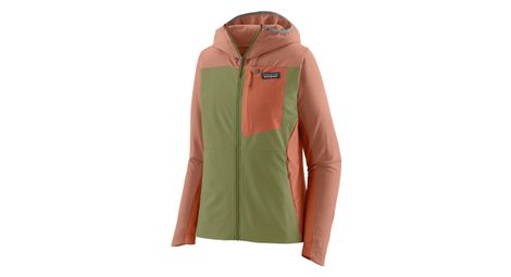 Chaqueta softshell patagonia r1 crossstrata hoody mujer verde/rosa