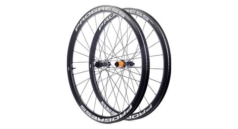 Paire de roues progress aero disc blanc | 12x100/12x142 mm | center lock | campagnolo