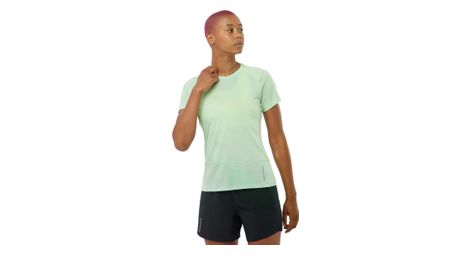 Maillot manches courtes salomon cross run vert femme