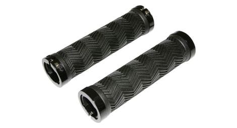 Poignee city vtt newton chevrons noir avec double collier noir l130mm paire