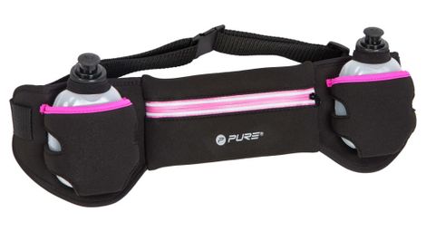 Pure2improve ceinture de course avec 2 bouteilles noir et rose