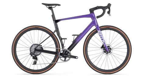 Bmc roadmachine 01 x una bicicleta de carretera sram force xplr etap axs 12s 700 mm morado negro