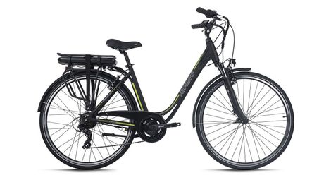 Vélo électrique femme aluminium adore versailles 28  e-bike noir-vert 250 watt li-ion 36 v/10,4 ah 7 vitesses