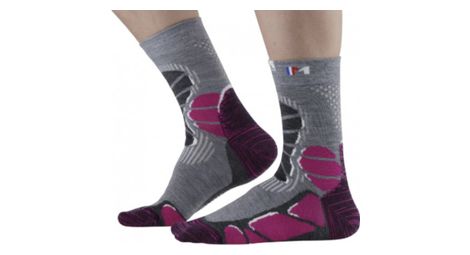 Chausettes rando mid x-light gris/rose