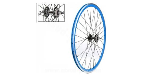 Roue arriere velox 700c fixie bleu alu moyeu flip flop