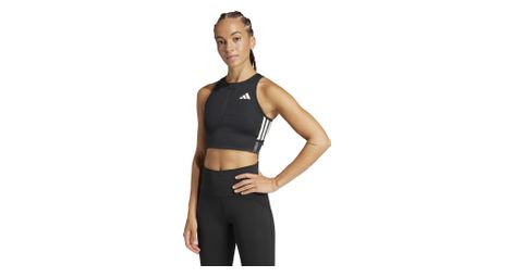 Adidas performance adizero crop zwart dames 1/2 zip crop top