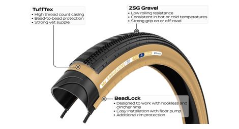 Neumático panaracer gravelking semislick limited color edition 700 mm tubeless ready plegable zsg gravel compound beadlock tufftex amarillo beige sidewall