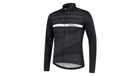 Maillot manches longues velo rogelli stripe - homme - noir/gris/blanc