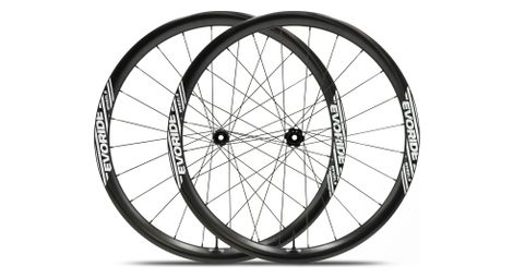 Paire de roues Evoride EvoGravel 35mm - Blanc - 700c Disque – 1359gr - 12x100 / 12x142 – Shimano 10/11/12 vitesses - Centerlock – 2026