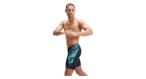 Speedo jammer eco+ placement digital v-cut badeanzug schwarz/blau 75 cm