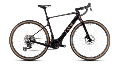 Vélo de gravel électrique cube nuroad hybrid c:62 slt 400x sram force etap axs/sram xx sl eagle axs 12v 400 wh 700 mm violet orange solareclipse 2024