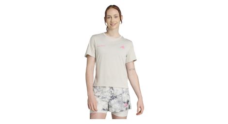 women s adidas performance own the run white rose short sleeved jersey