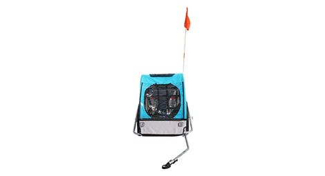 Remorque velo enfant couverte 2 places maxi 45kg colori bleu avec roues 20  à blocage et fixation axe de roue arriere - montage rapide sans outil (2 enfants de 18kgs et 1 bagage de 9kgs)