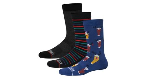 3 pares de calcetines saxx crew gift brewdolph gent stripe black