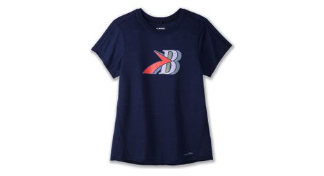 T-Shirt Running Brooks Distance Graphic Bleu Femme