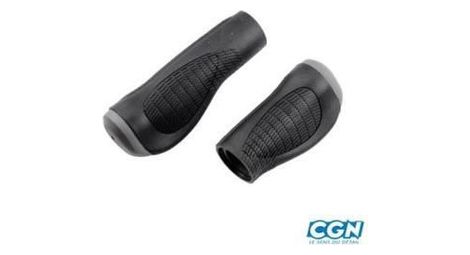 Poignee velo caoutchouc rubber ergonomique noir/gris 125mm/90mm (pr)