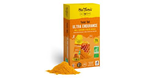 6er-Pack Meltonic Tonic' Energie-Gel Bio Ultra Ausdauer Honig/Kurkuma/Gelée Royale 6x20g