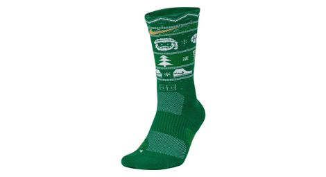 Nike elite christmas unisex socks white green