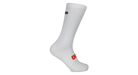 Chaussettes+de+cyclisme+hautes+respirantes+brodees+classy+evo+ii+mooquer+blanc