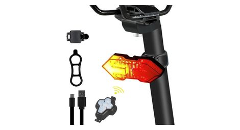 Feu arrière de vélo à télécommande, rechargeable USB, 5 modes