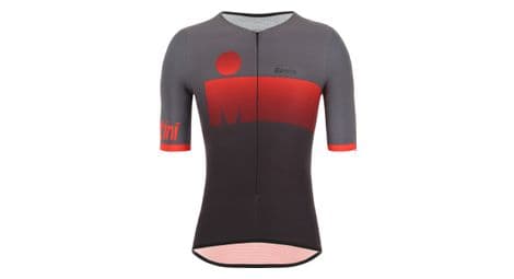 Santini x ironman audax aero tri short sleeve jersey zwart / rood