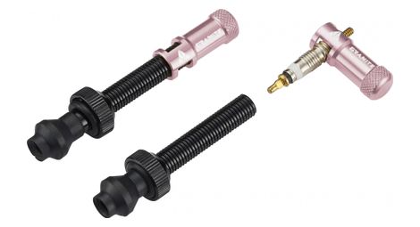 Paire de valves tubeless granite design juicy nipple 60 mm avec bouchons demonte obus rose