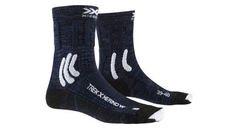 Chaussettes x socks trek x merino femme bleu nuit blanc