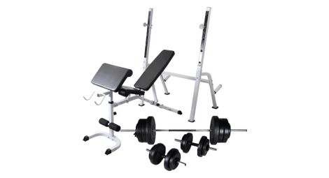 Banc de musculation d'entraînement et support de poids jeu d'haltères 60,5 kg