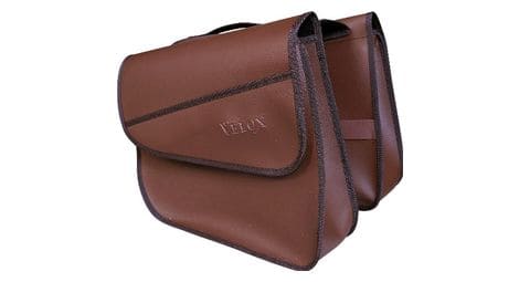 Paire sacoches sur porte bagage simili cuir marron velox.