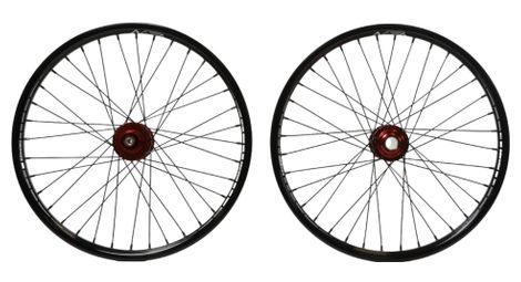 Paar pride control sd m08 20'' (406) aluminium disc wheels 28h red hub