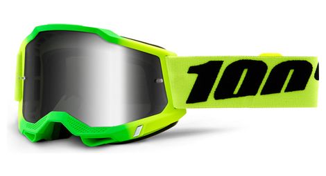 Maschera 100% accuri travis con lenti argento specchiate / giallo verde