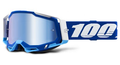 100% racecraft 2 goggle | white blue | blue mirror lenses